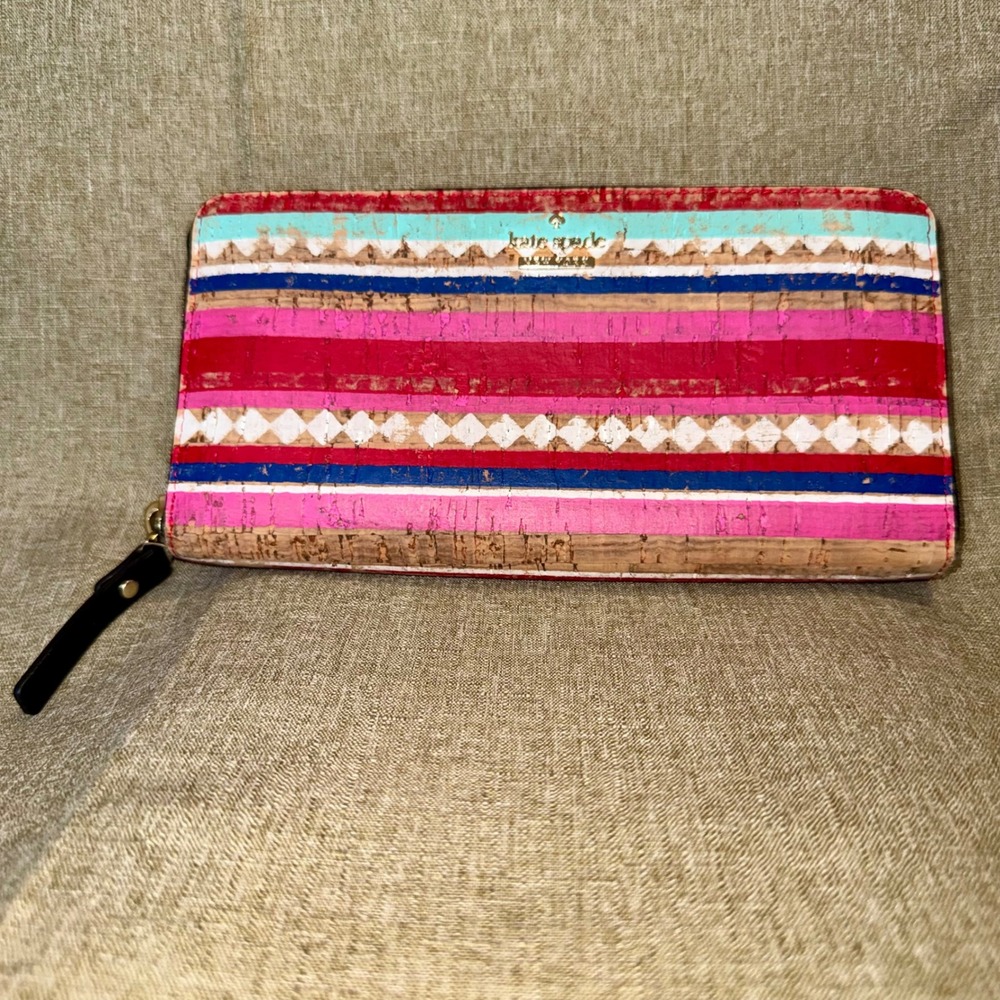 Kate Spade New York Cork Stripe Zip Around‎ Continental Wallet Multi Color